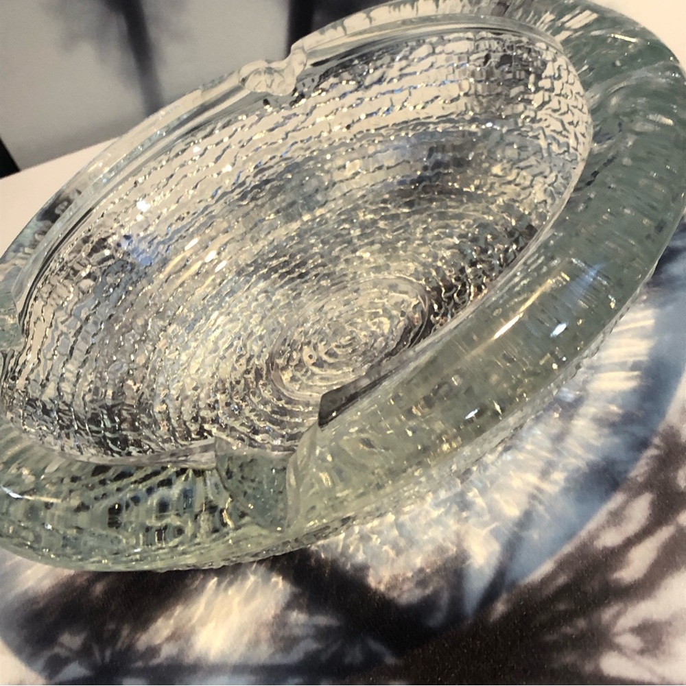 Vintage Textured Glass Ashtray - Glass Art - Glass Collectible - Home Decor